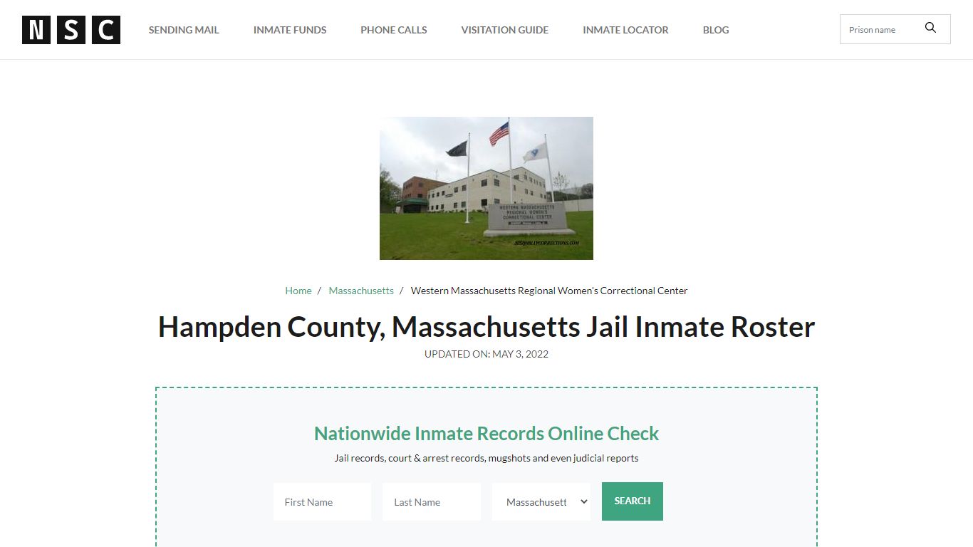 Hampden County, Massachusetts Jail Inmate List